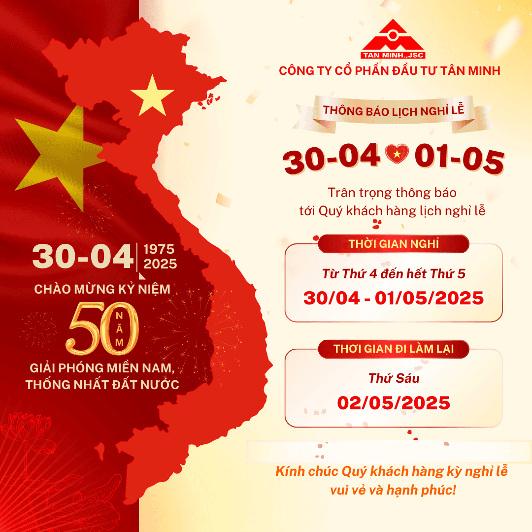THÔNG BÁO LỊCH NGHỈ LỄ 30/4 VÀ 1/5