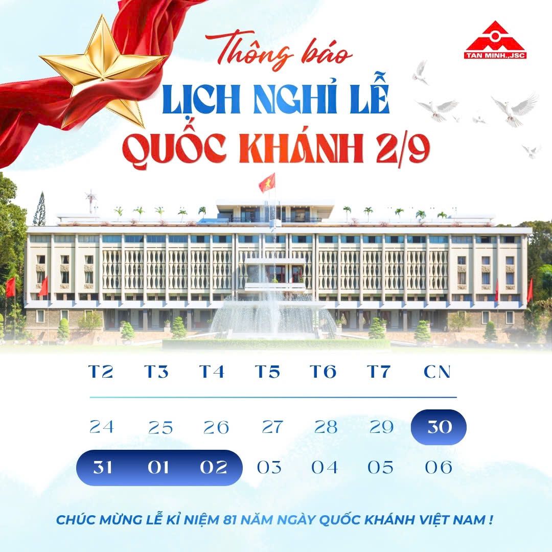 THÔNG BÁO NGHỈ LỄ MÙNG 2 THÁNG 9 NĂM 2026